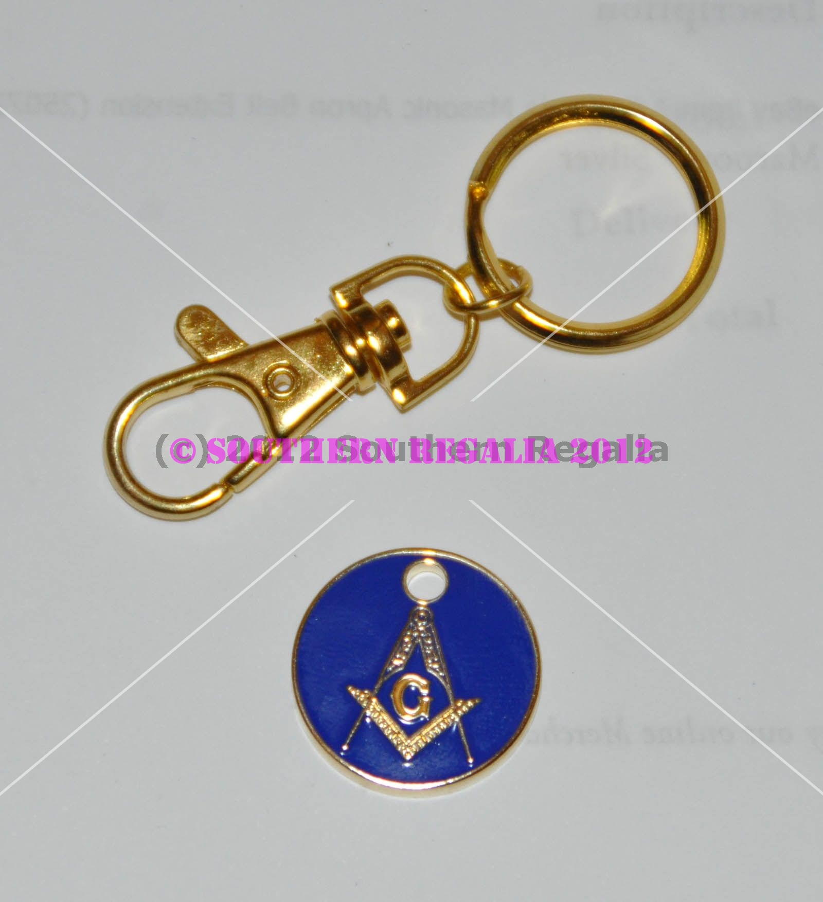 Masonic 3-in-1 Keyring with G - Trolley & Locker Token - Click Image to Close